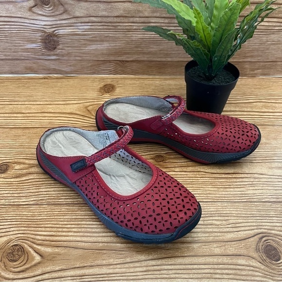 JAMBU Bailey Red Mule Nubuck Leather Vegan Uppers Slides Size 6.5 - Picture 2 of 12